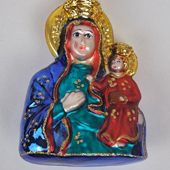 Our Lady of Czestochowa Madonna and Child Handmade Glass Ornament - Picture 9 of 16
